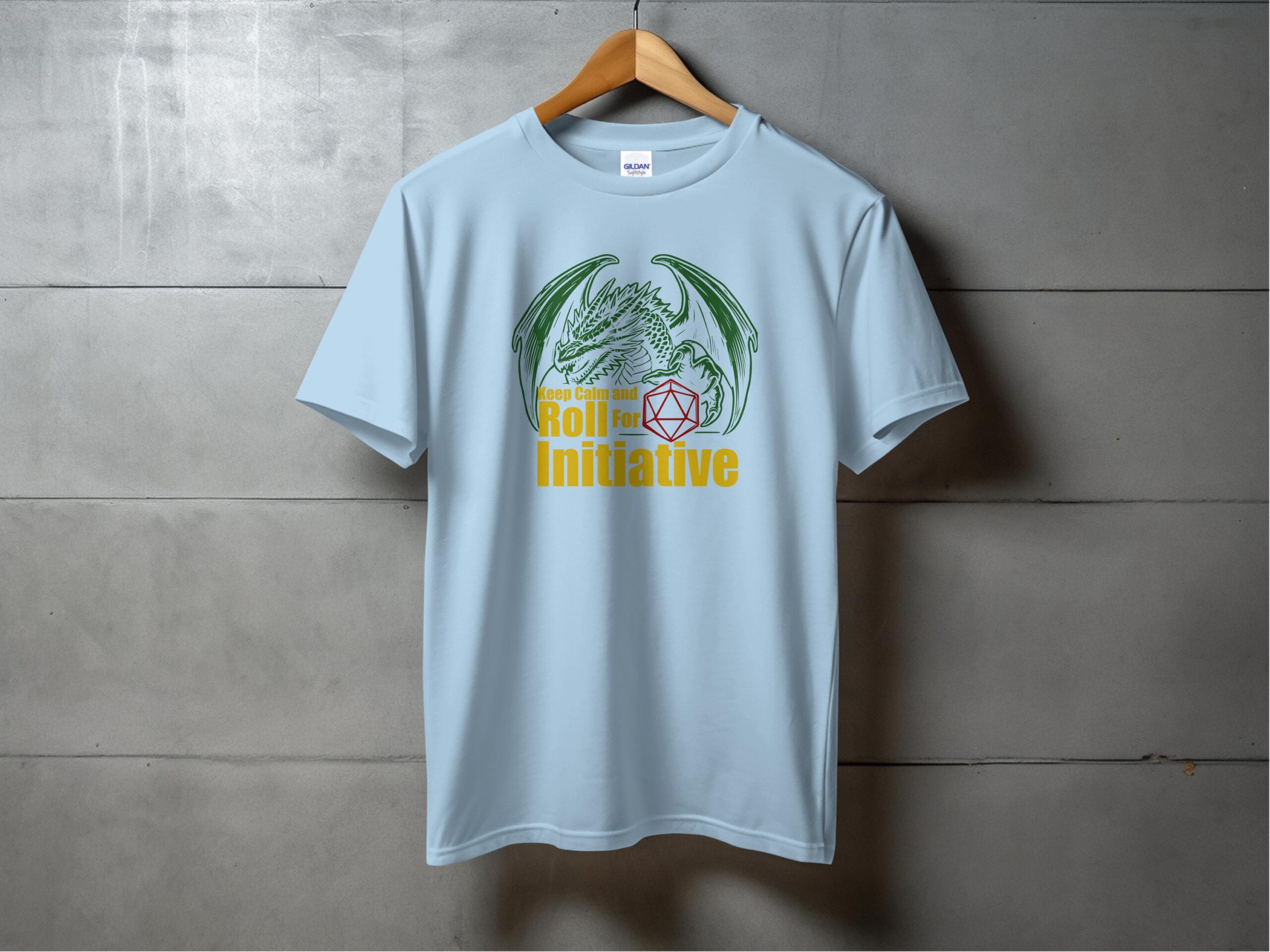 Keep Calm and Roll For Initiative Dragon Graphic T-Shirt - Image 2