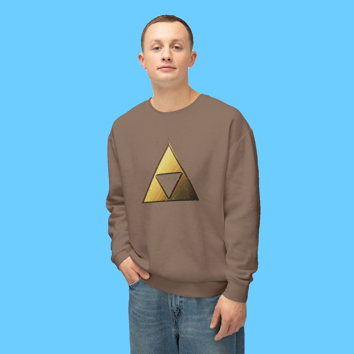Golden Triangle with Confetti Illustration Gaming T-Shirt Sweatshirt - Image 8