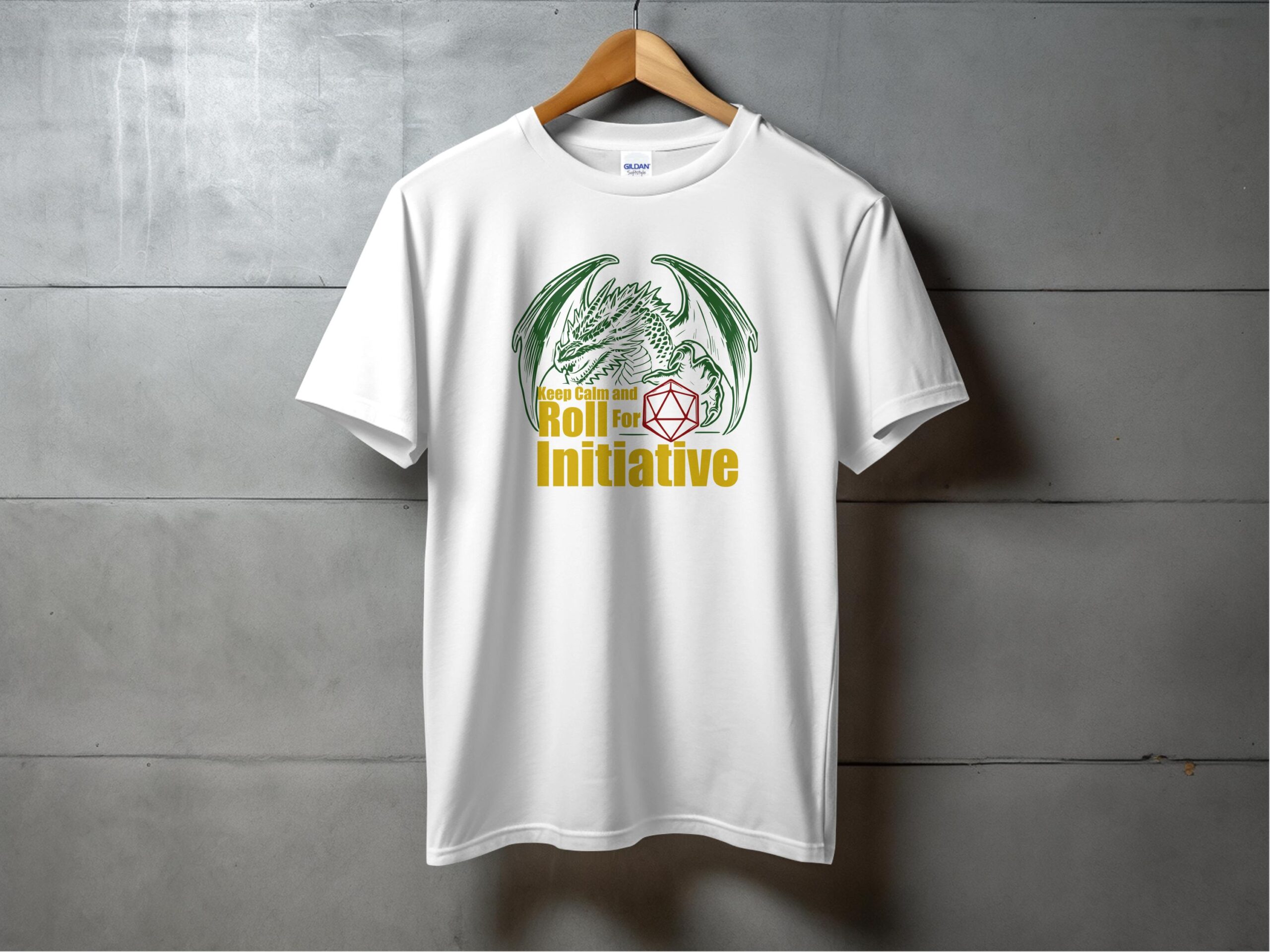 Keep Calm and Roll For Initiative Dragon Graphic T-Shirt - Image 4