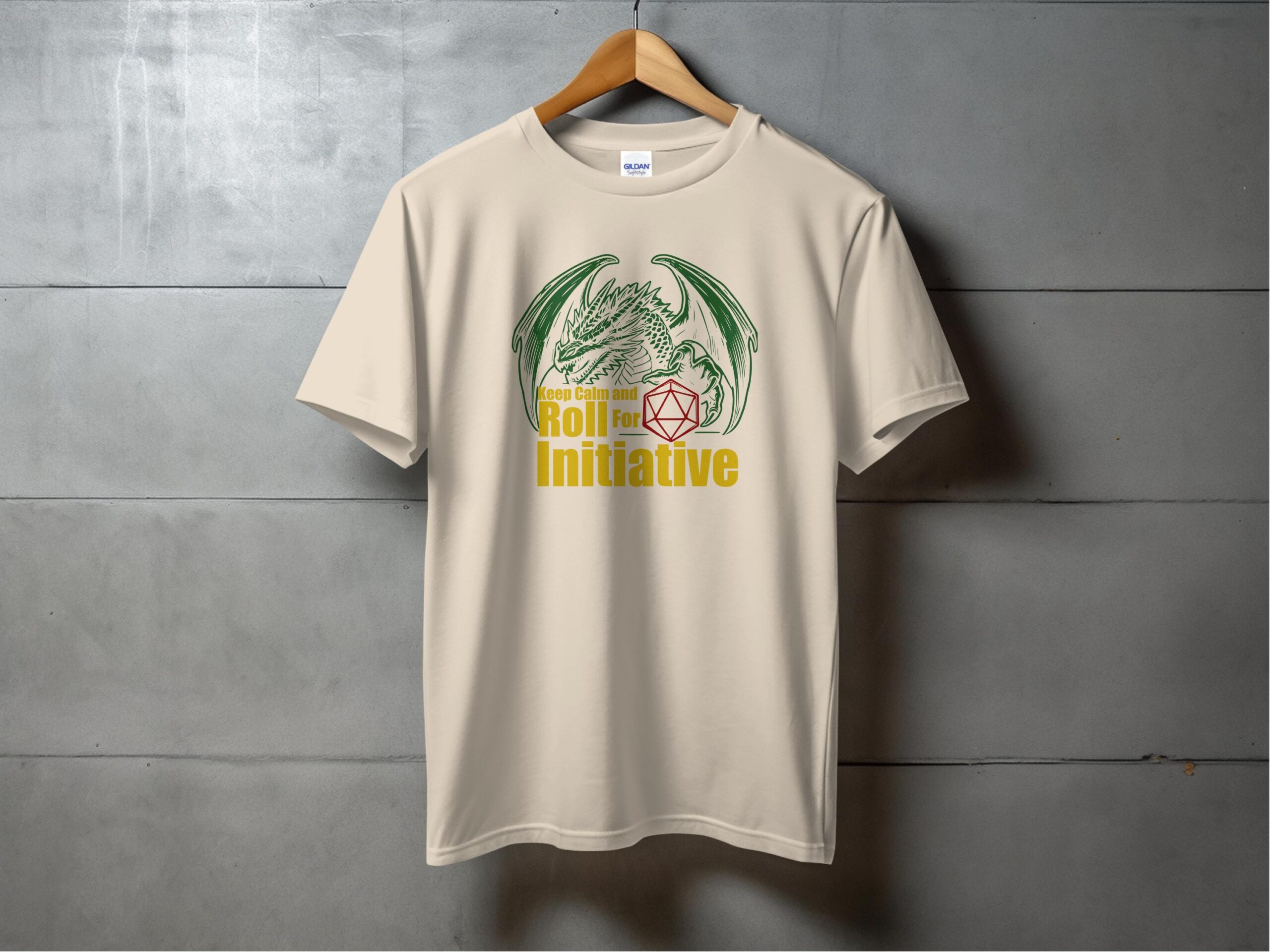 Keep Calm and Roll For Initiative Dragon Graphic T-Shirt - Image 3