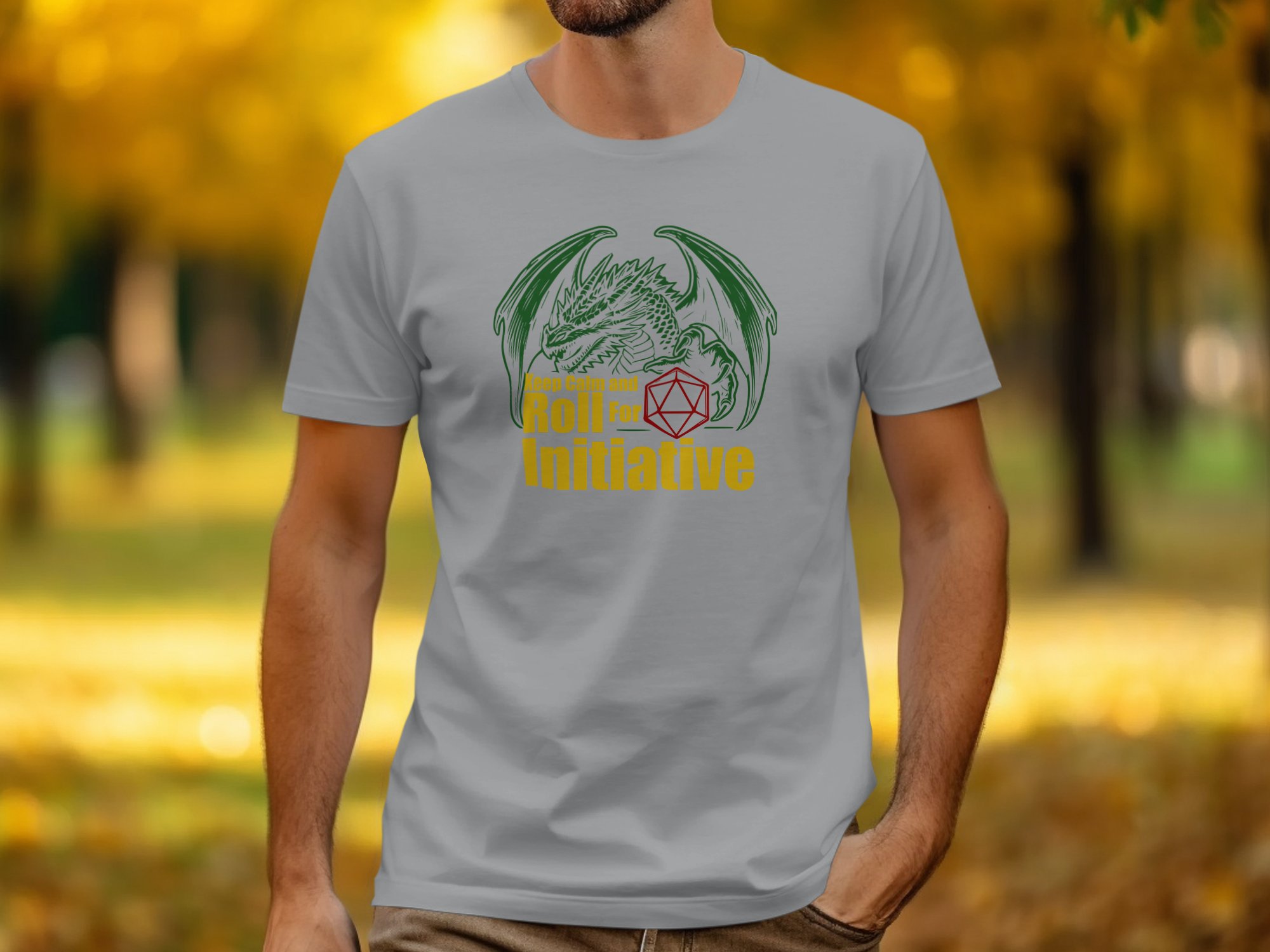 Keep Calm and Roll For Initiative Dragon Graphic T-Shirt - Image 6