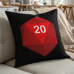 D20 Pillow, Red D and D Pillow, Tabletop Gaming Pillow, Dungeons and Dragons Decor, Gamer Gift, Dice Pillow, Game Room Decor