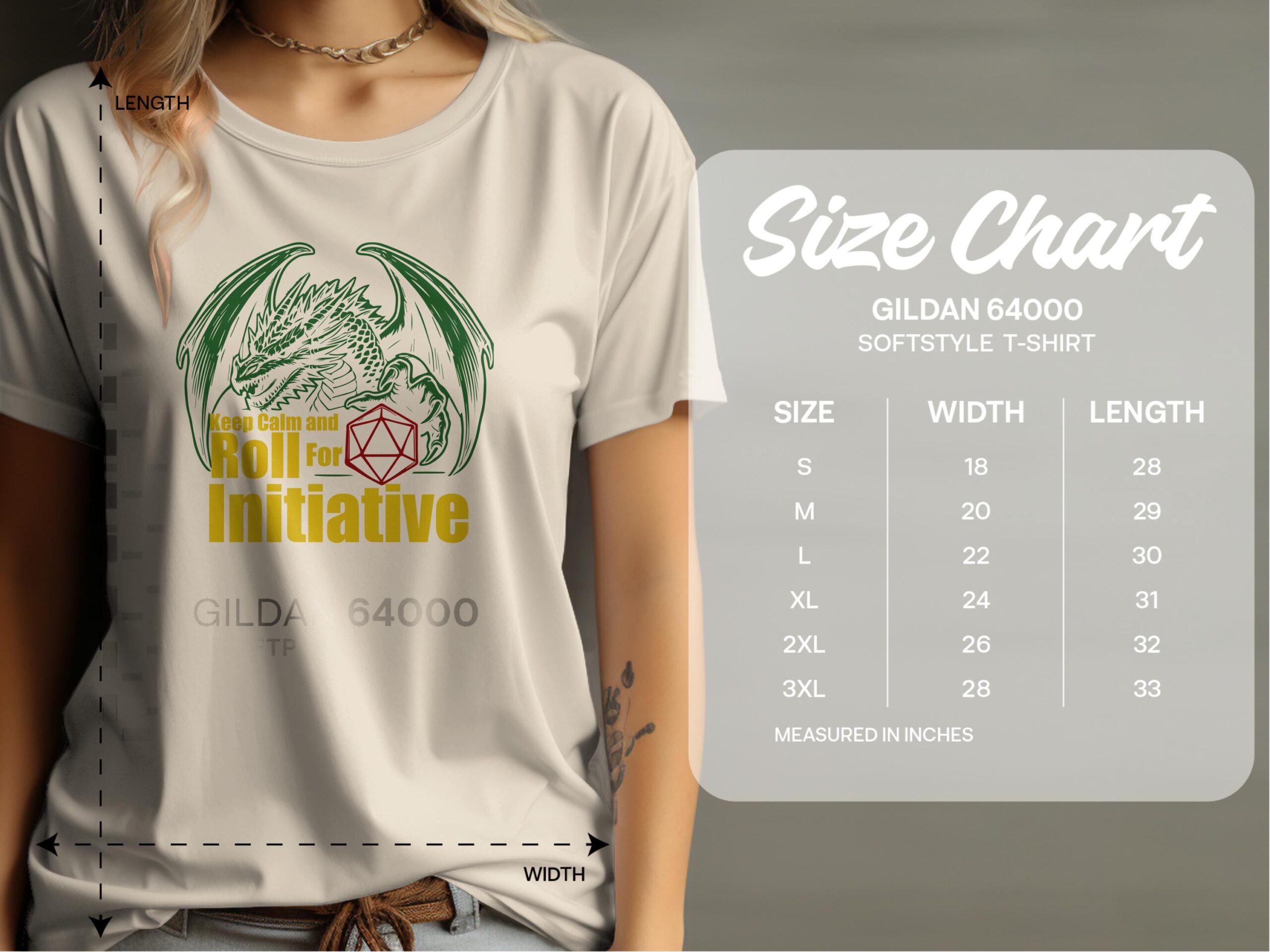 Keep Calm and Roll For Initiative Dragon Graphic T-Shirt - Image 5