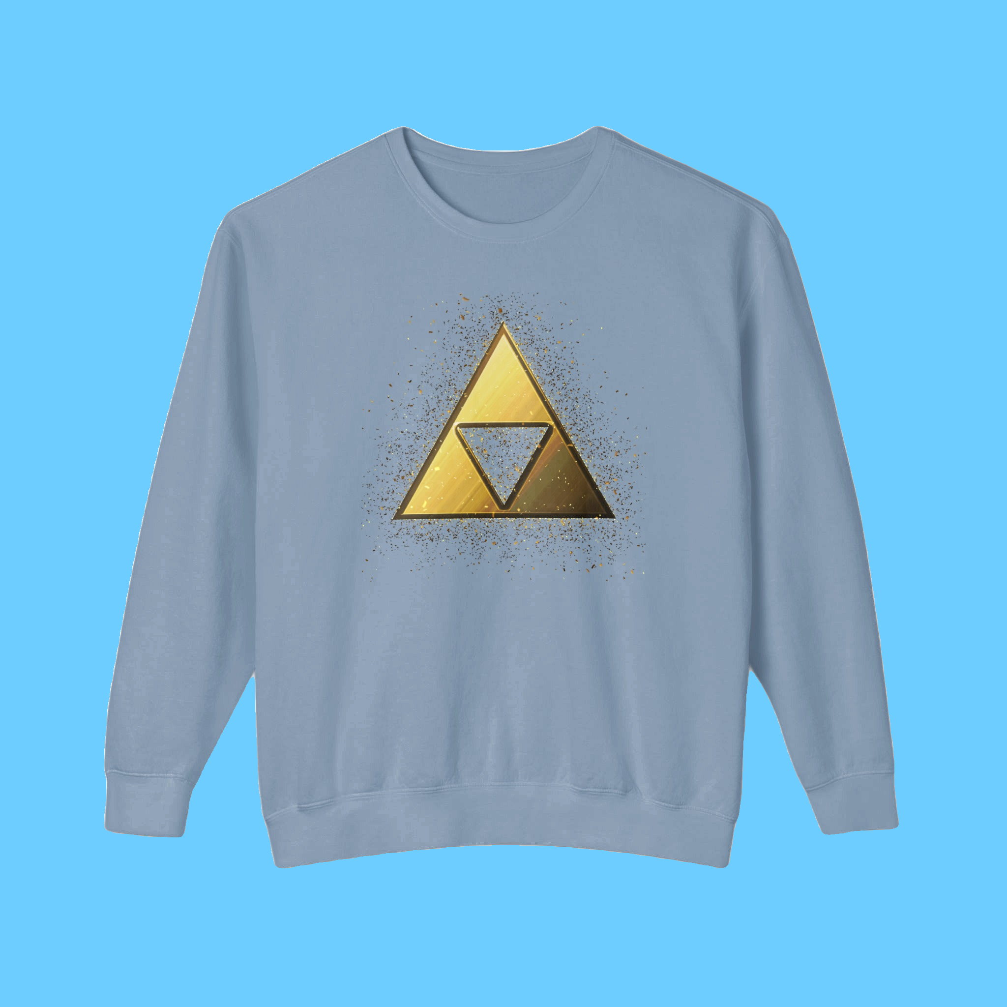 Golden Triangle with Confetti Illustration Gaming T-Shirt Sweatshirt - Image 3