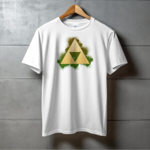 Gold Triangle Emblem Graphic with Green Spray Paint T-Shirt