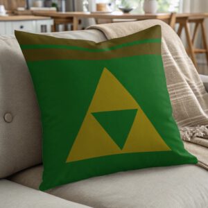 Triangle Pillow, Green and Gold Throw Pillow, Video Game Decor, Gamer Gift, Hyrule Pillow, Zelda Pillow, Geometric Pillow, Decorative Pillow