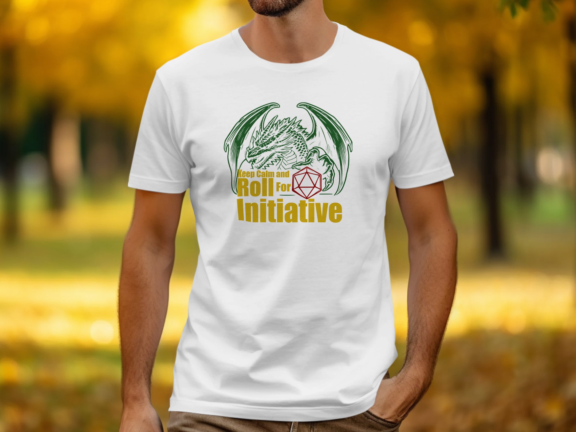 Keep Calm and Roll For Initiative Dragon Graphic T-Shirt - Image 7