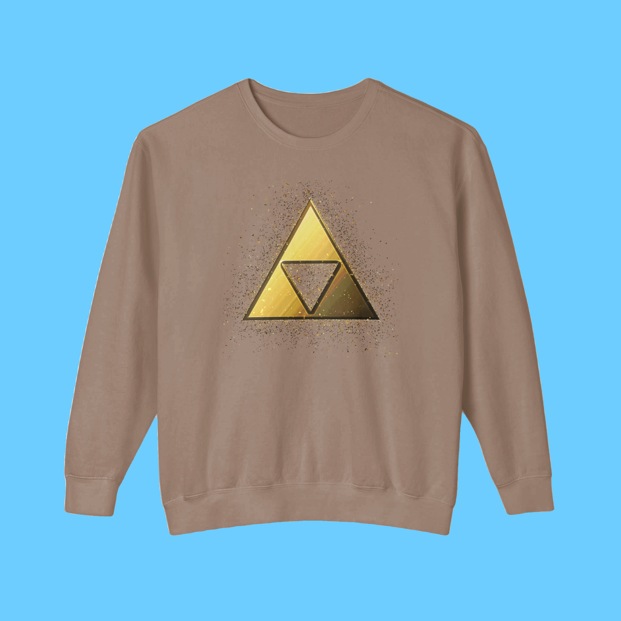 Golden Triangle with Confetti Illustration Gaming T-Shirt Sweatshirt - Image 2