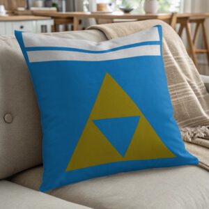 Gold Triangle Pillow, Gamer Decor, Geek Gift, Geometric Design, Home Accent, Decorative Pillow