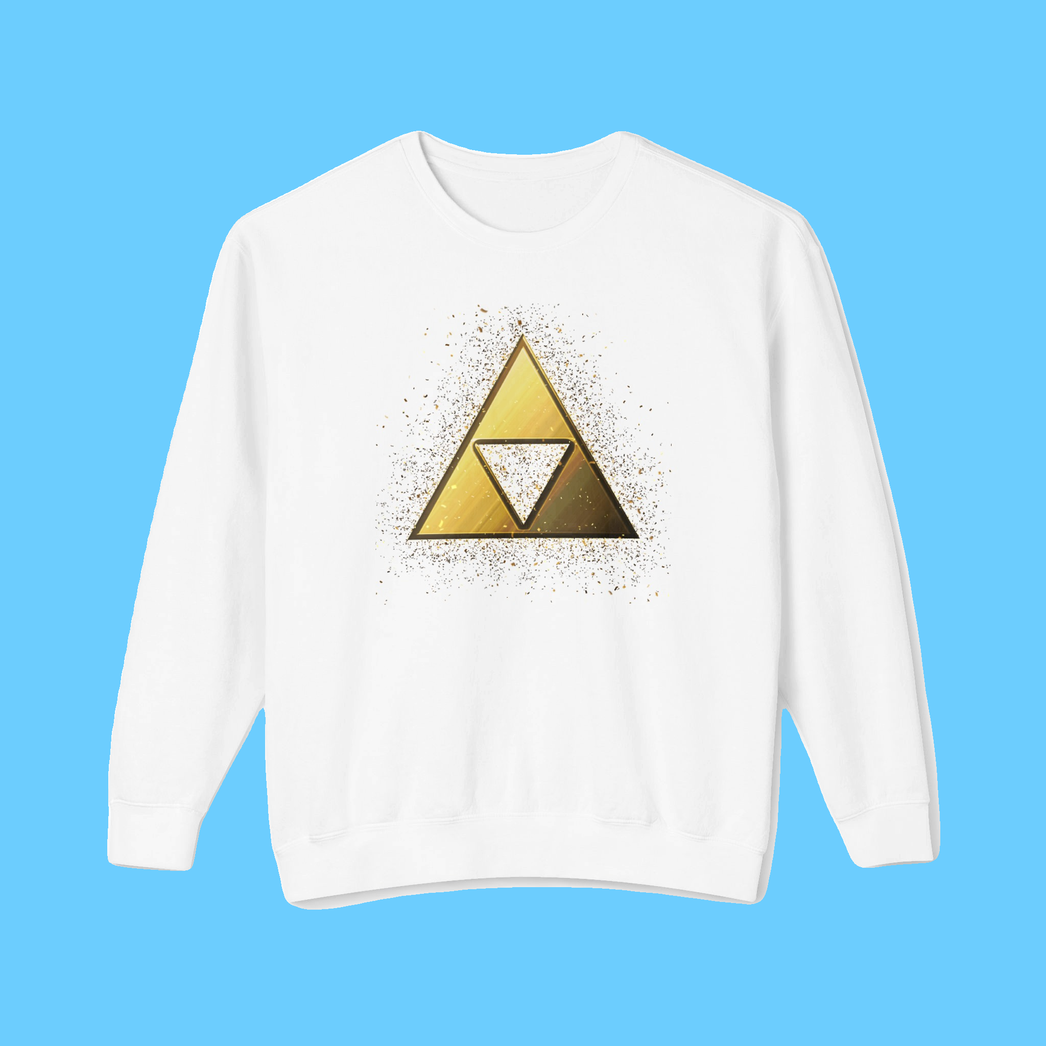 Golden Triangle with Confetti Illustration Gaming T-Shirt Sweatshirt - Image 4