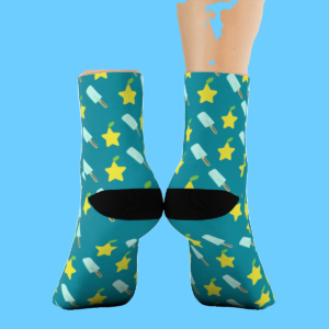 Stars and Ice Cream Pattern Print Fun Themed Sock