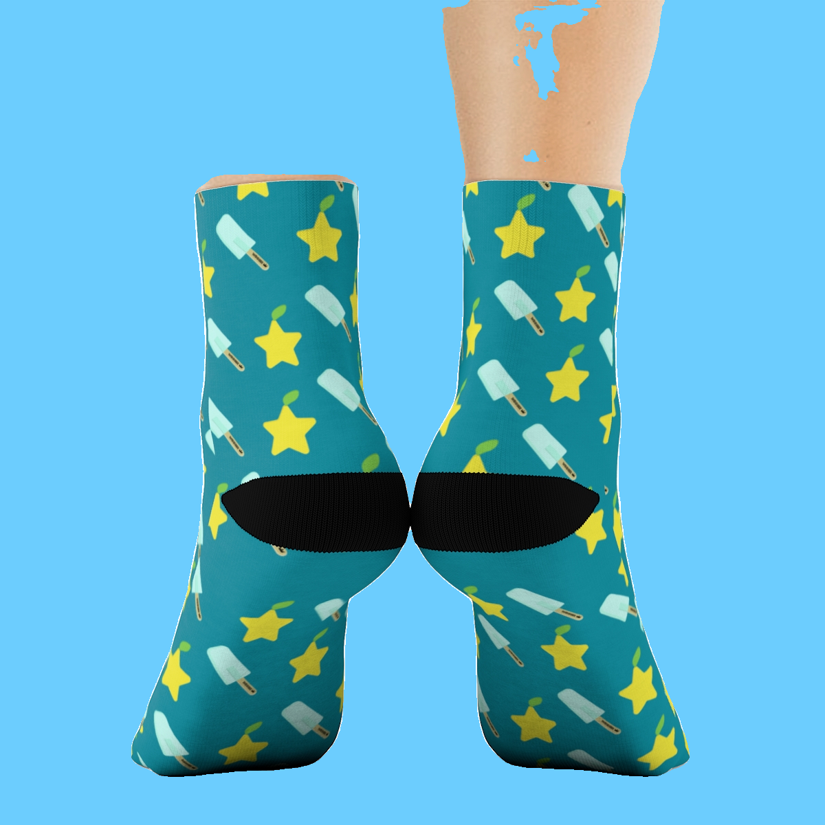 Stars and Ice Cream Pattern Print Fun Themed Sock