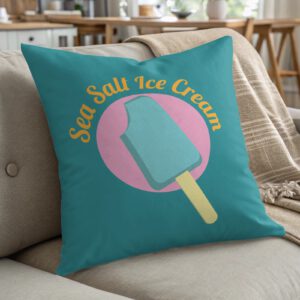 Sea Salt Ice Cream Pillow, Summer Treat Decor, Fun Design Cushion, Cute Foodie Gift, Beach House Accent, Whimsical Pillow